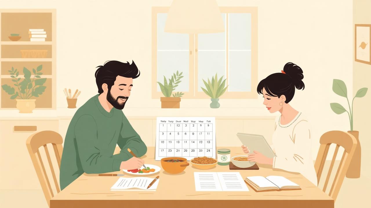Famille préparant ensemble les repas de la semaine